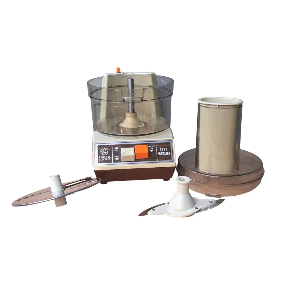 Vintage General Electric Food Processor FP-1‎ Woodgrain Retro Brown Cream 380W